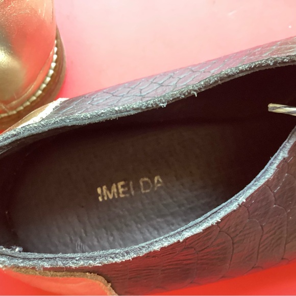 IMELDA gold and black leather flats - Picture 5 of 7
